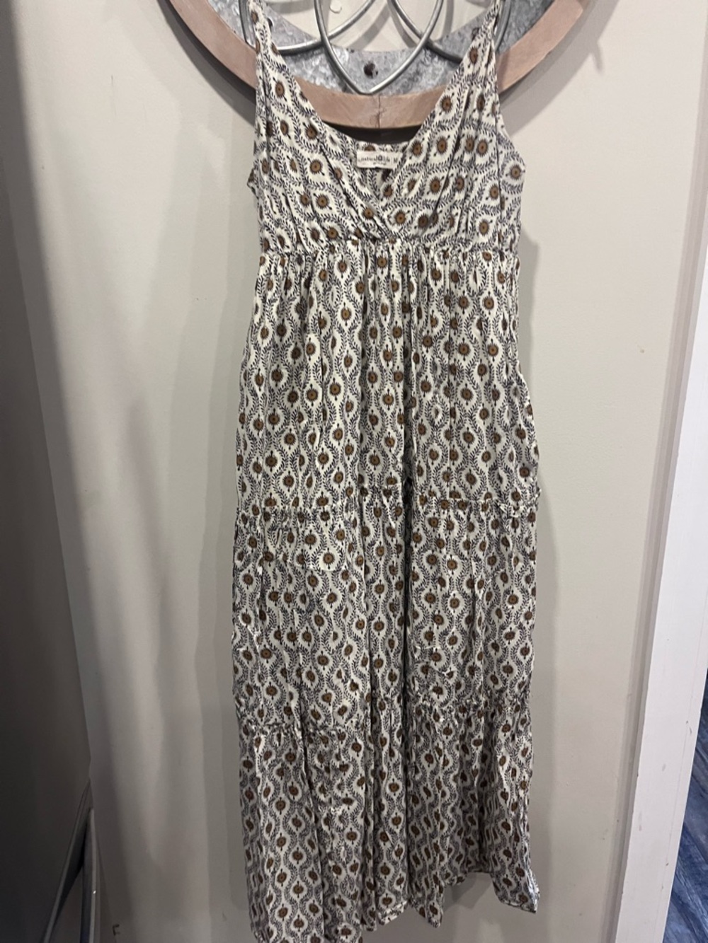 NATURAL LIFE Bohemian White & Brown Printed Maxi dress